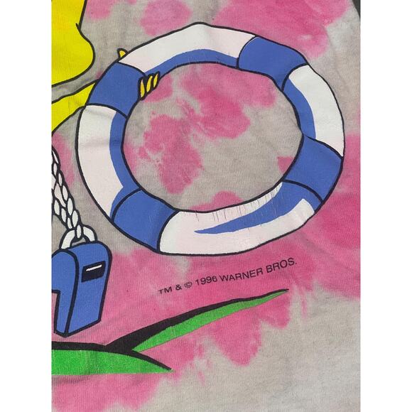 Looney Tunes, Lifeguard Tweety, Tie-Dye Tank Top, Pink-White, 1996, Official - Picture 3 of 5